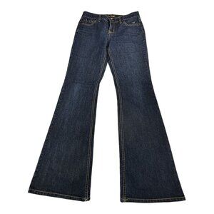 Grane Flare Leg Jeans Juniors Sz 5 Dark wash Wide Leg Distressed Hem